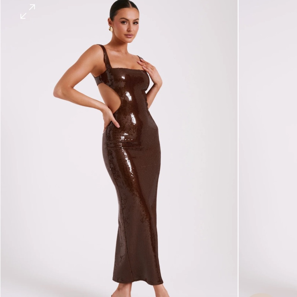 MESHKI ADORIA
Sequin Cut Out Maxi Dress - Chocolate